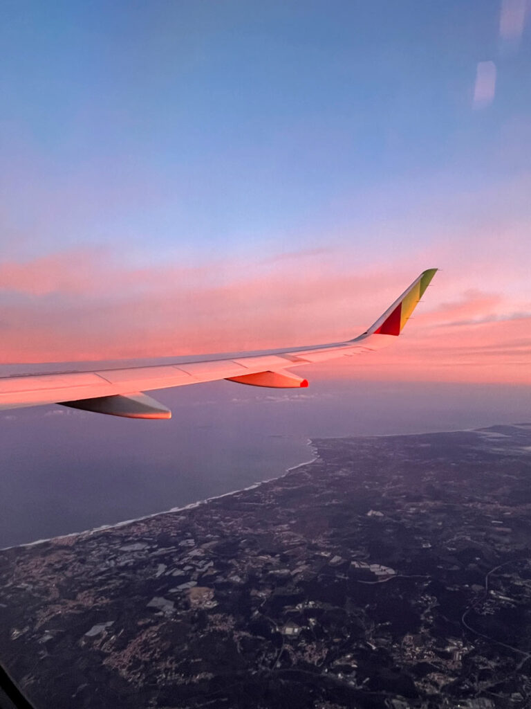 sunrise takeoff from Portugal